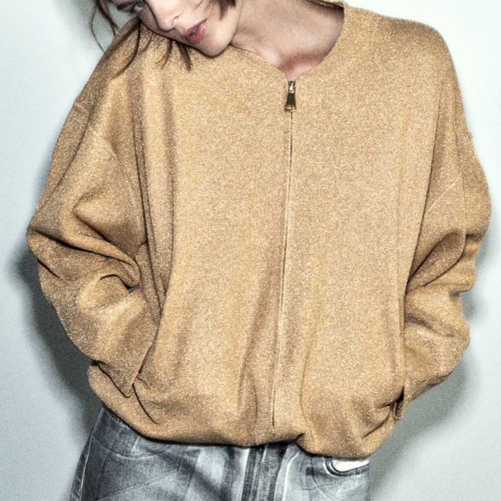 Zara- Gold bomber jacket -Size medium.
